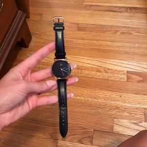 Ross gold black watch leather band MVMT